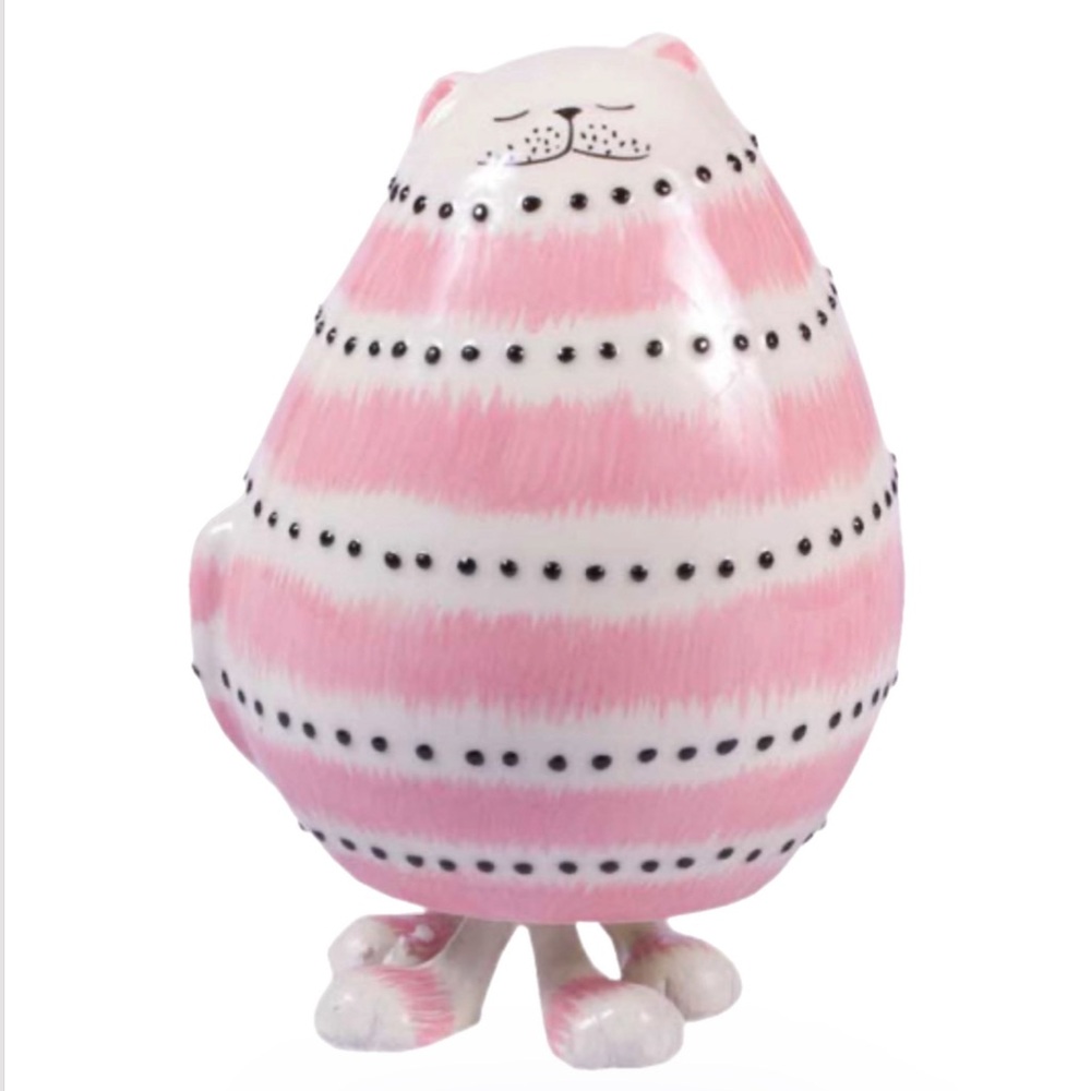 Seyko Handelscontor German whimsical ceramic pink&white Cat Collectible Decor